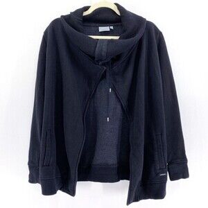 Athleta black wrapper’s delight jacket french terry funnel neck open front